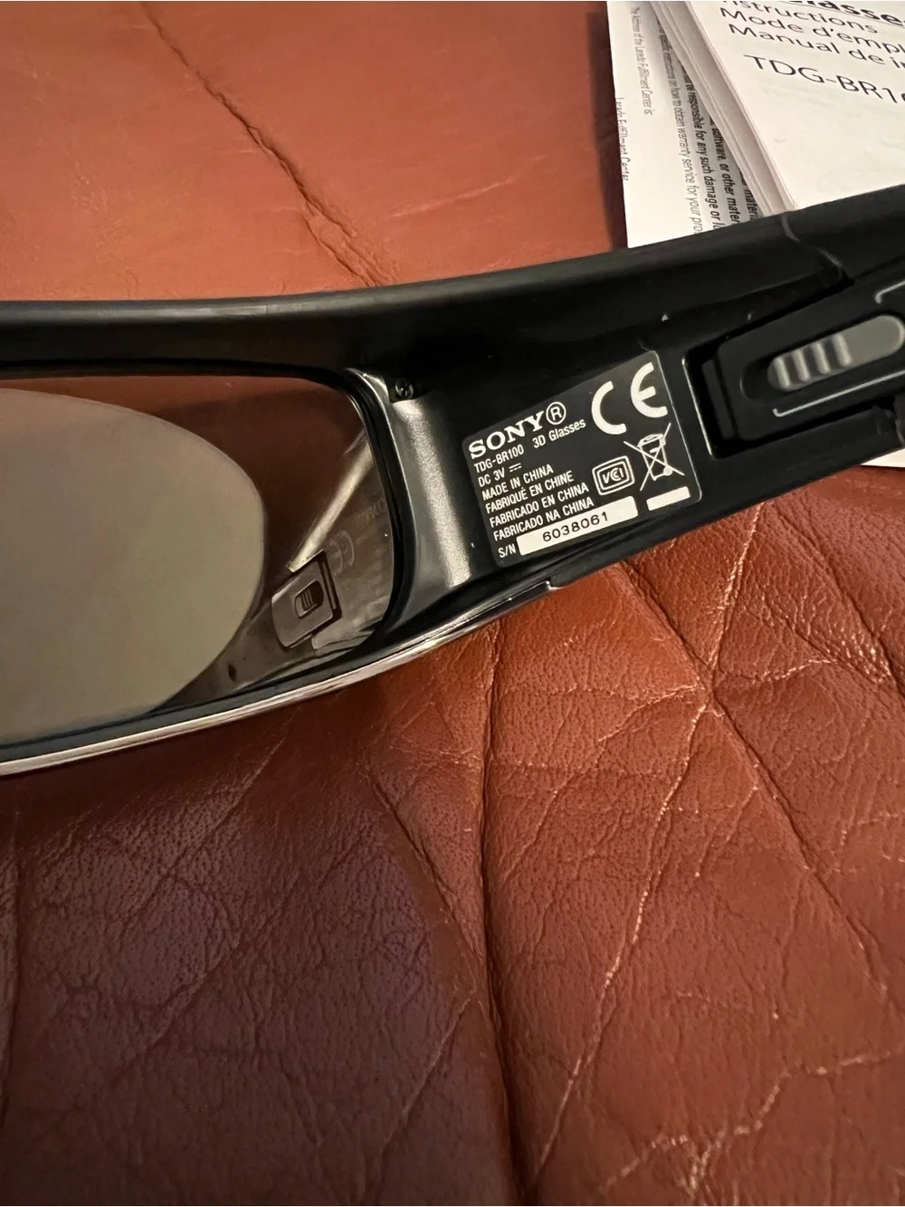 Sony Black 3D Active Glasses with Dark Lenses